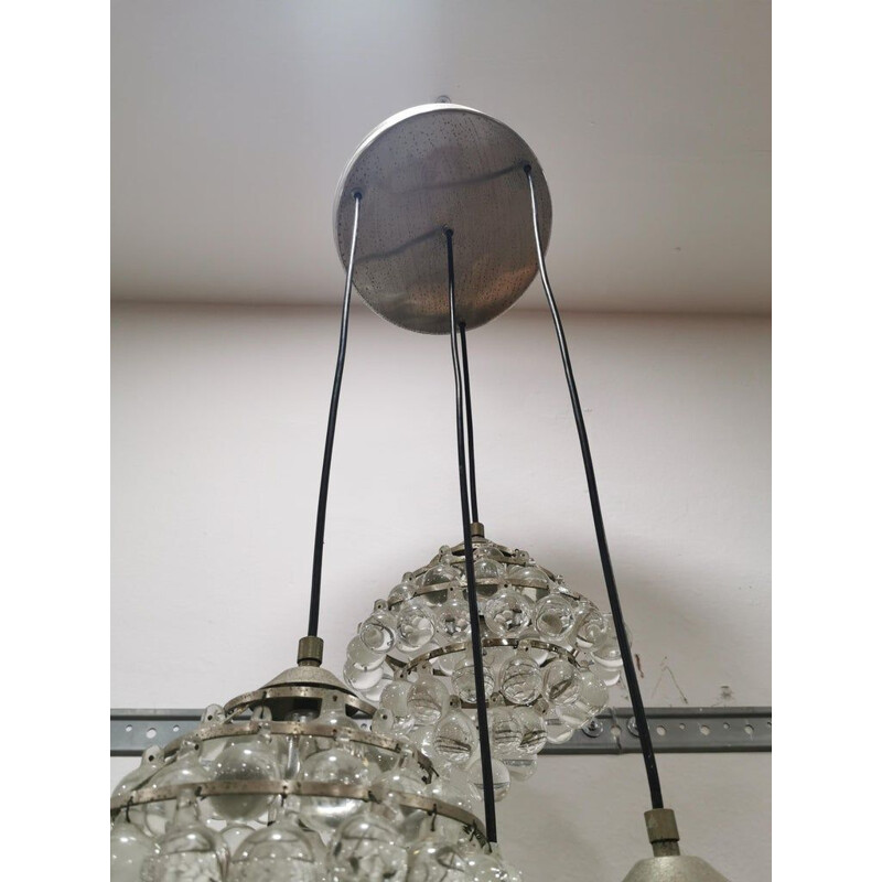 Lámpara vintage de acero y cristal de Zero Quattro, Italia, 1950