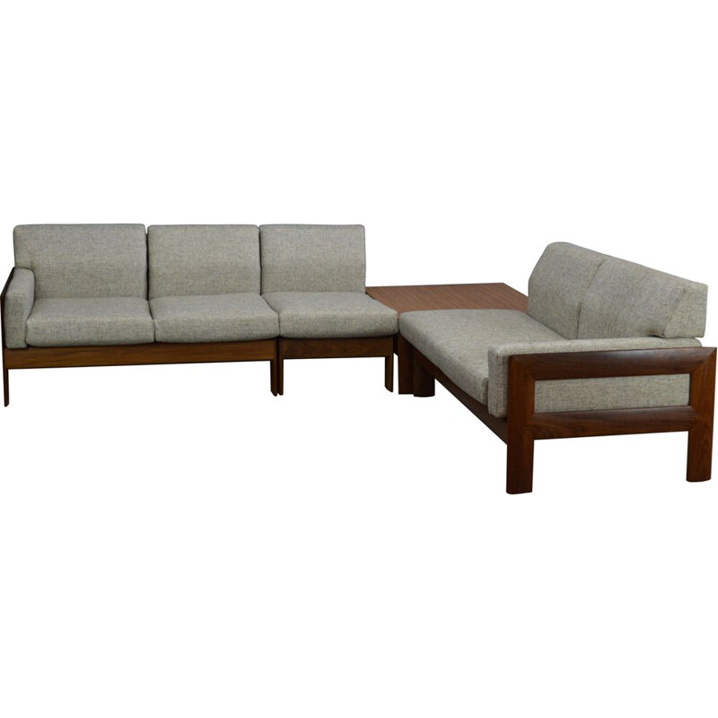 Vintage lounge set in teak and fabric, 1960s