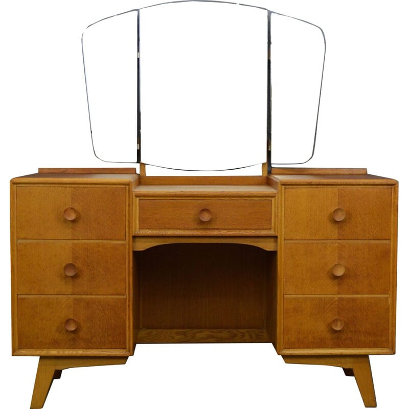 Vintage oak dressing table with mirror by Meredew, 1960s