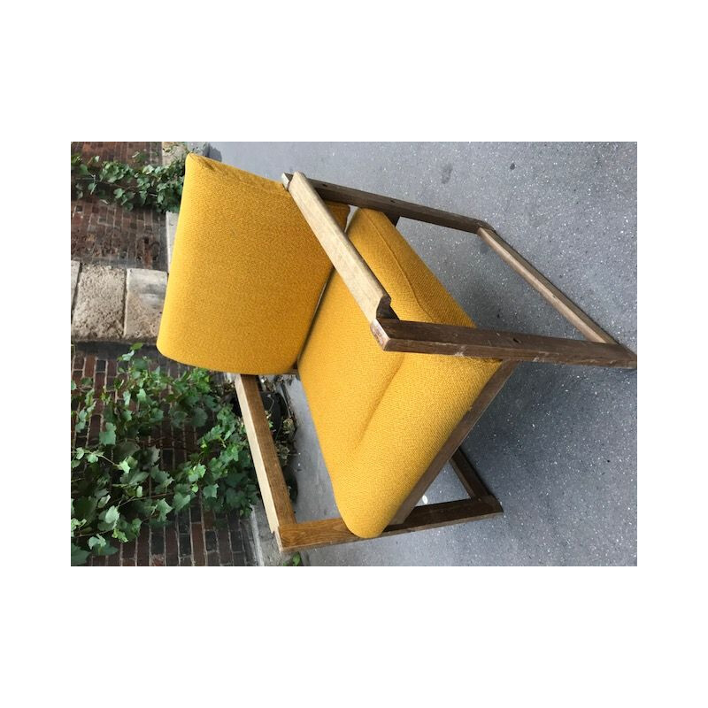 Set of 4 vintage wooden armchairs, 1970s
