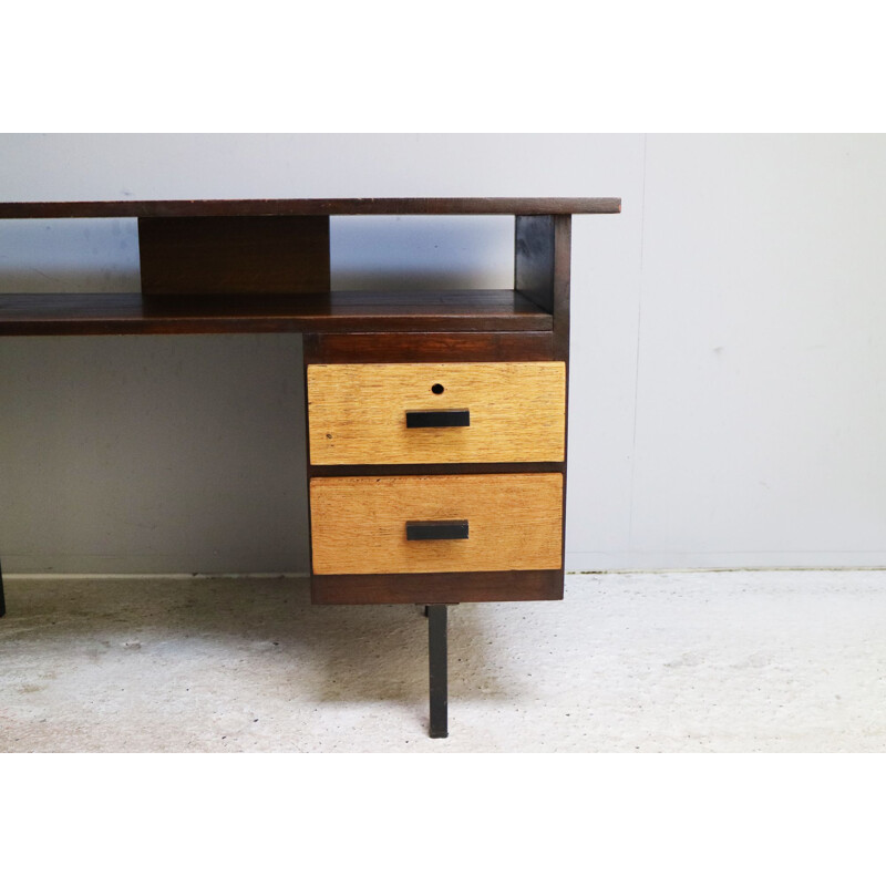 Vintage teak and metal desk, Belgium, 1960s