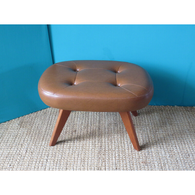 Tabouret, repose-pieds vintage en skai Danemark 1960