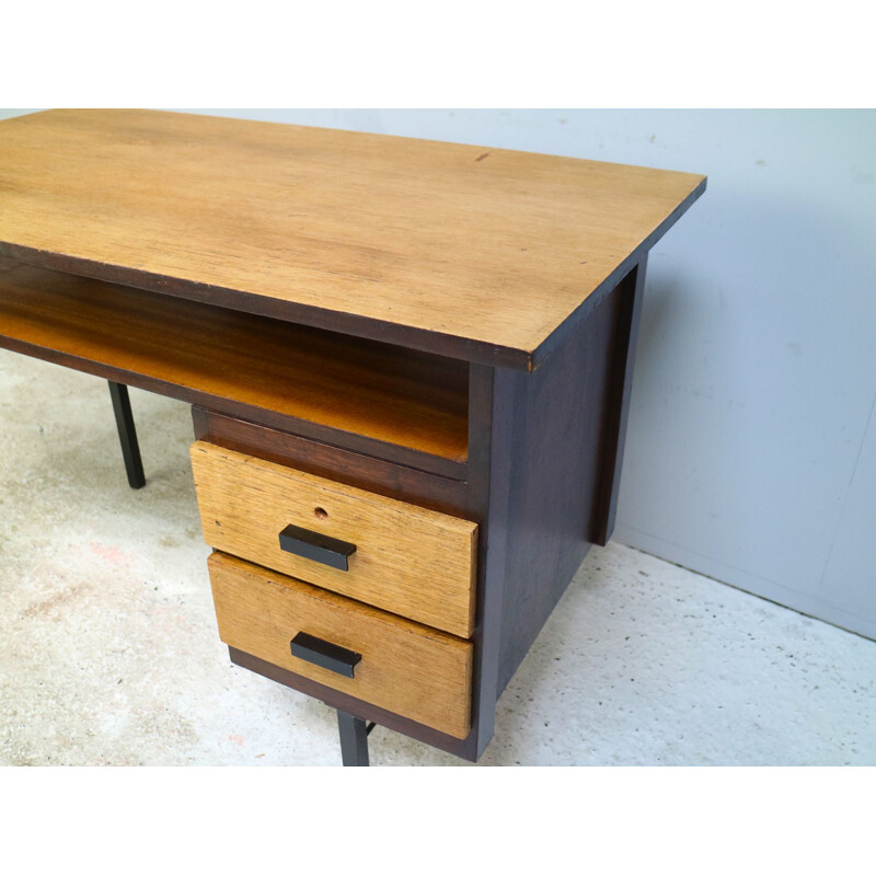 Vintage teak and metal desk, Belgium, 1960s