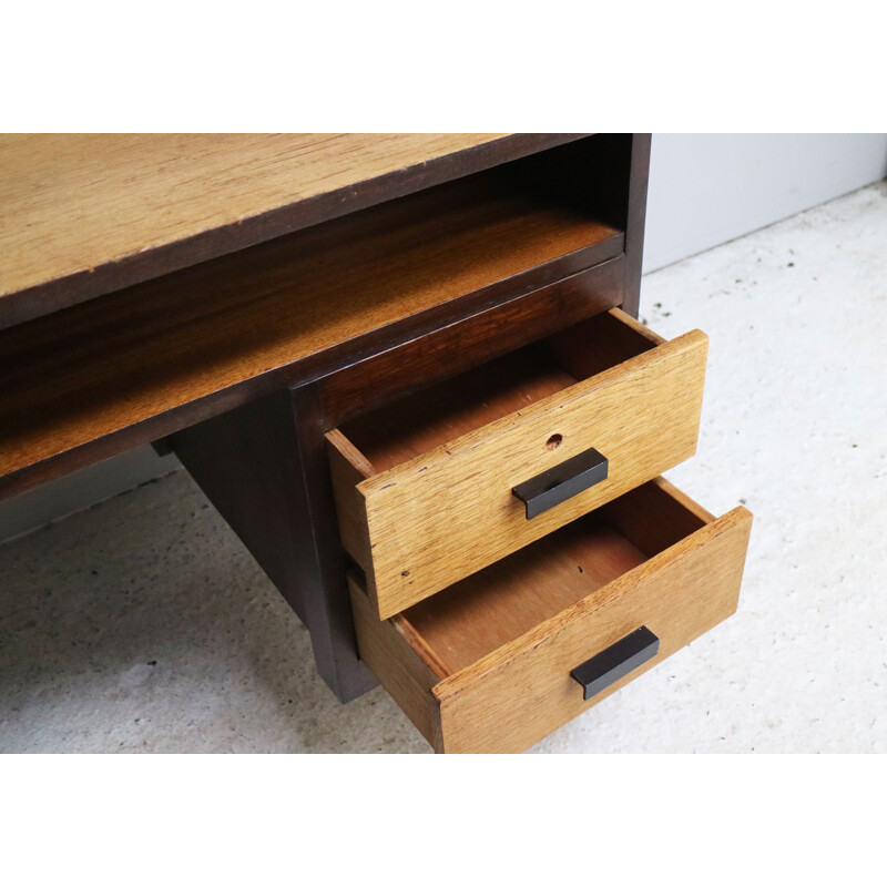 Vintage teak and metal desk, Belgium, 1960s