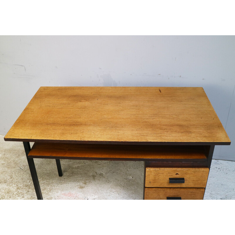 Vintage teak and metal desk, Belgium, 1960s