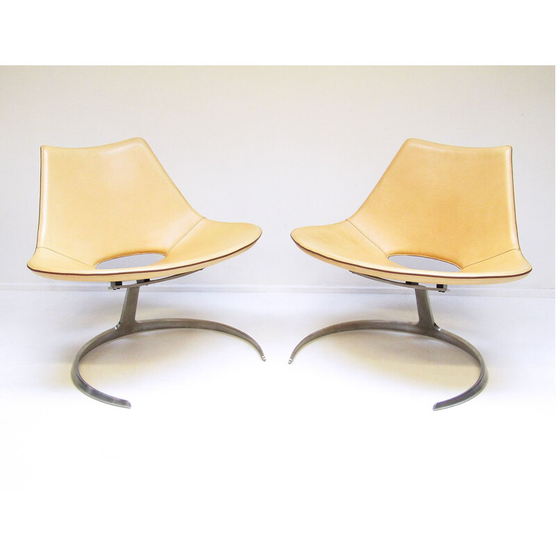Paar vintage Deense Scimitar fauteuils van Preben Fabricius en Juergen Kastholm voor Bo-Ex