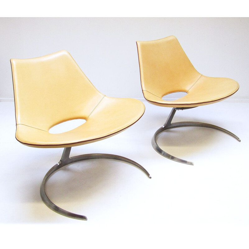 Pair of Danish Scimitar armchairs by Preben Fabricius & Jørgen Kastholm for Bo-Ex