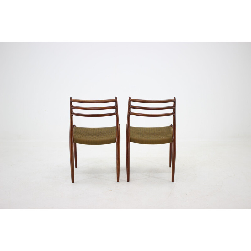 Vintage Set of 6 dining chairs in rosewood by Niels Otto Møller for, Model JL78, 1970s