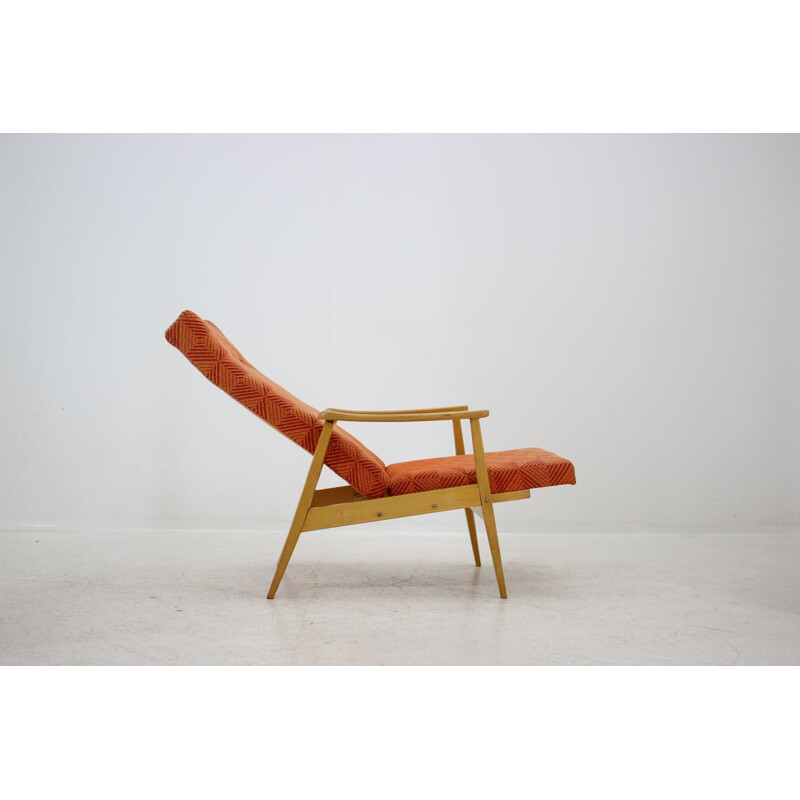 Paire vintage de fauteuils avec tabourets par Thon, 1970.