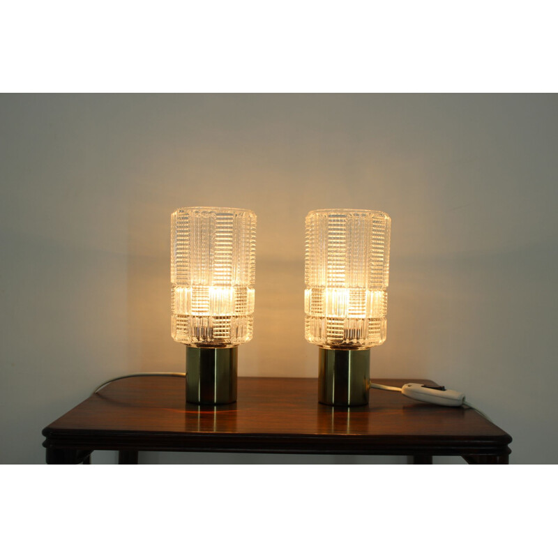 Vintage Pair of table lamps by Kamenický ŠenovPreciosa 1970