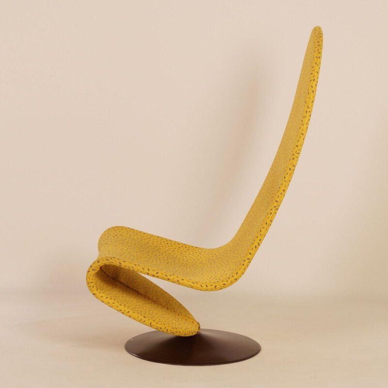 Vintage Yellow 123 Chair by Verner Panton for Fritz Hansen, 1970s