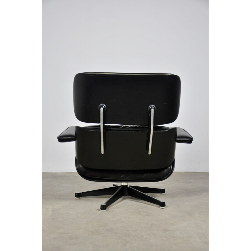 Vintage black leather desk armchair by Charles & Ray Eames, 1970s