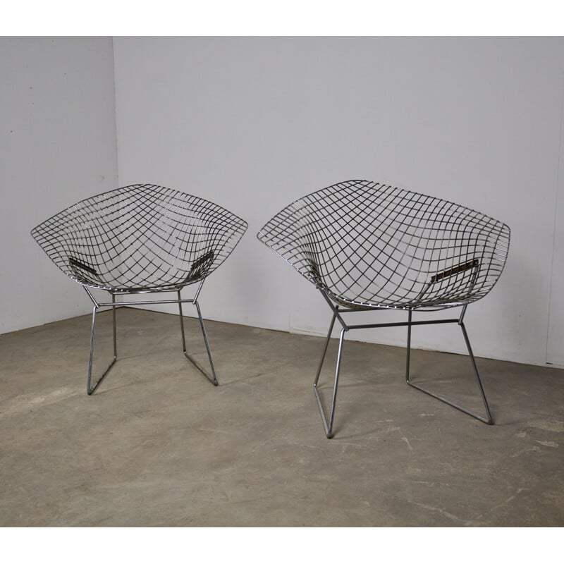 Ensemble de 2 fauteuils diamant vintage par Harry Bertoia pour Knoll 1970