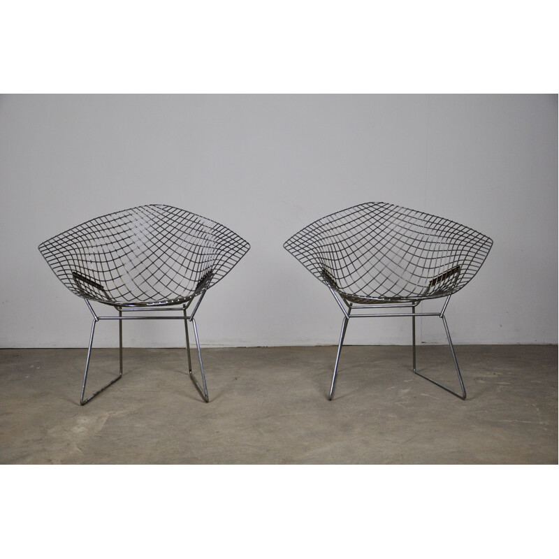 Ensemble de 2 fauteuils diamant vintage par Harry Bertoia pour Knoll 1970