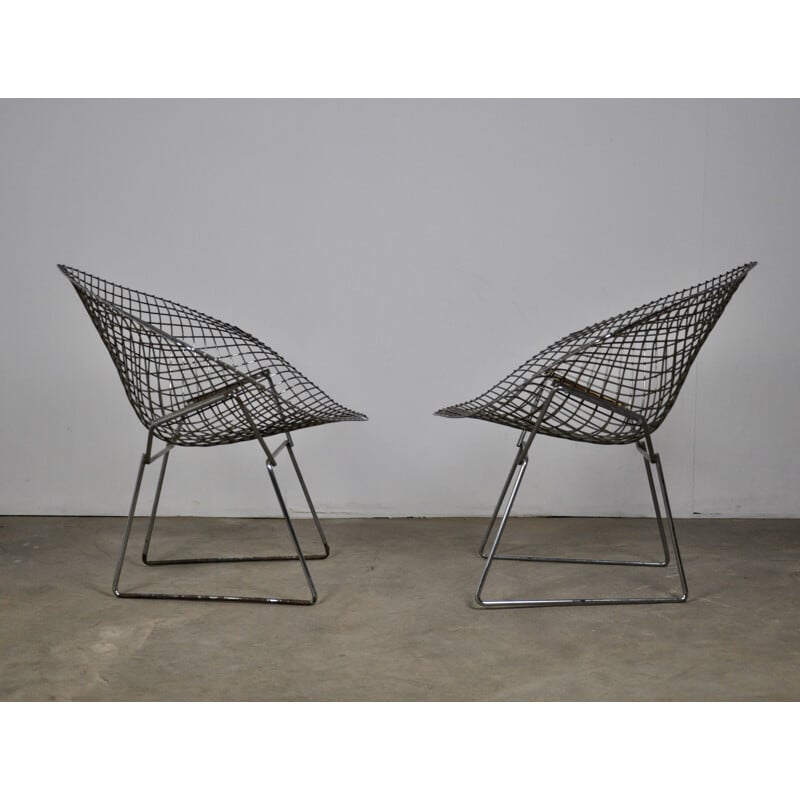 Ensemble de 2 fauteuils diamant vintage par Harry Bertoia pour Knoll 1970