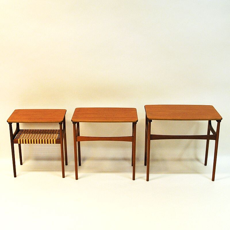 Set of 3 vintage teak side tables by Erling Torvits for HM, Denmark, 1960s