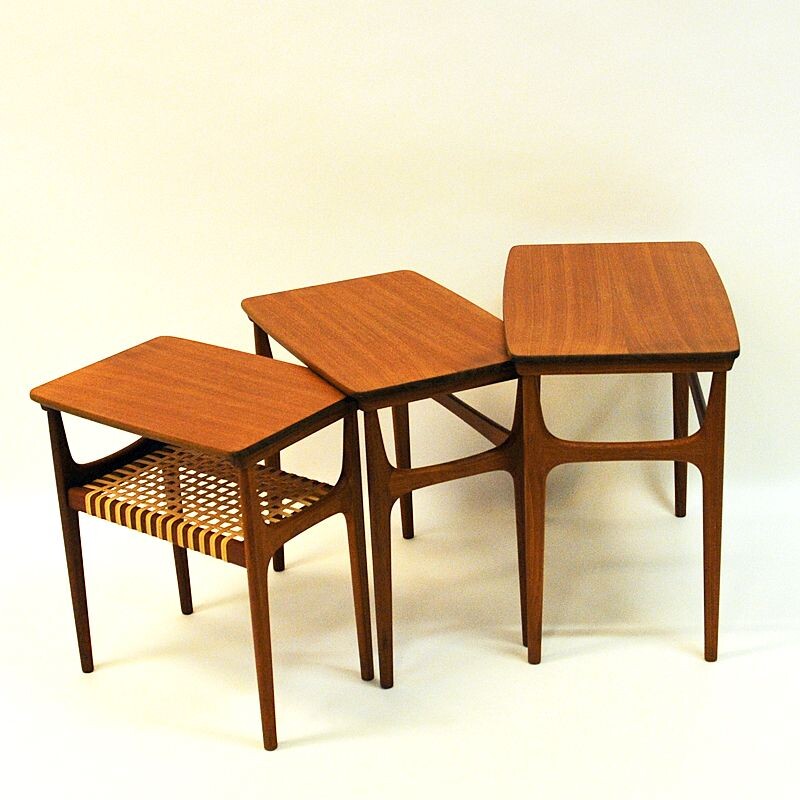 Set of 3 vintage teak side tables by Erling Torvits for HM, Denmark, 1960s