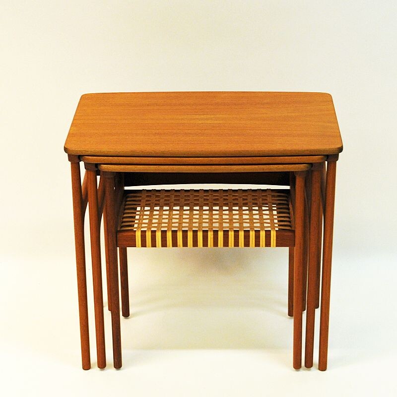 Set of 3 vintage teak side tables by Erling Torvits for HM, Denmark, 1960s