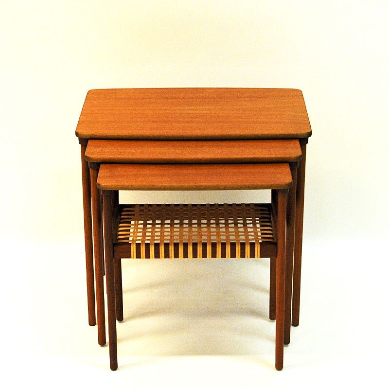 Set of 3 vintage teak side tables by Erling Torvits for HM, Denmark, 1960s