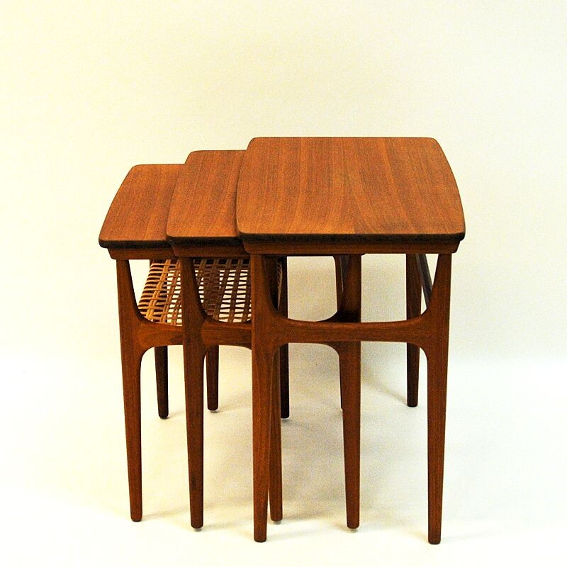 Set of 3 vintage teak side tables by Erling Torvits for HM, Denmark, 1960s