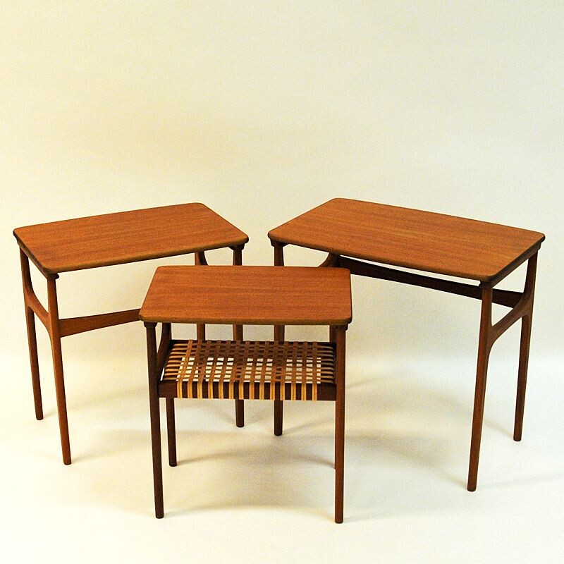 Set of 3 vintage teak side tables by Erling Torvits for HM, Denmark, 1960s