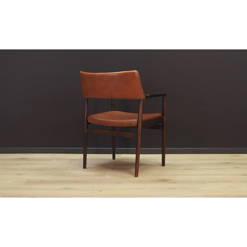 Ensemble vintage de 4 fauteuils en cuir et chêne, Danemark, 1960-70