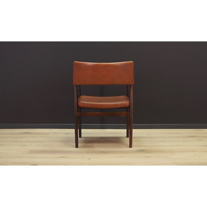 Vintage set of 4 leather and oak armchairs, Denmark, 1960-70s