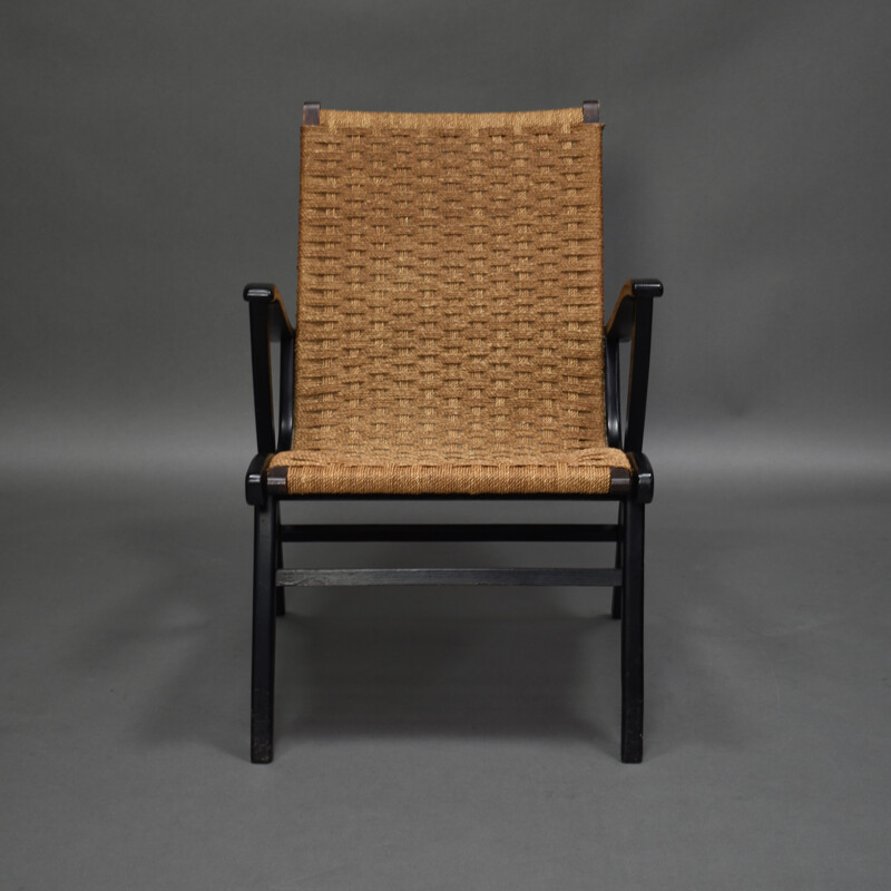 Vintage papercord armchair by Vroom&Dreesman, Netherlands, 1957