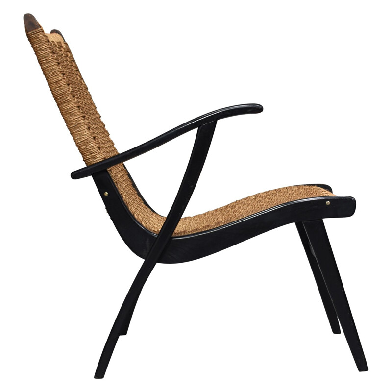 Vintage papercord armchair by Vroom&Dreesman, Netherlands, 1957