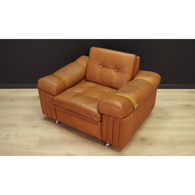 Vintage brown leather armchair by Svend Skipper, 1960-70s