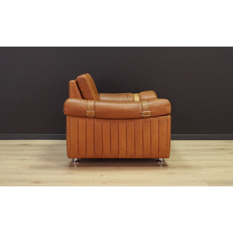 Fauteuil vintage en cuir brun par Svend Skipper, 1960-70