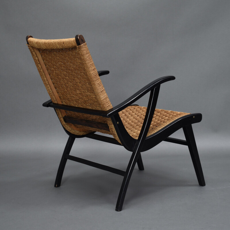 Vintage papercord armchair by Vroom&Dreesman, Netherlands, 1957