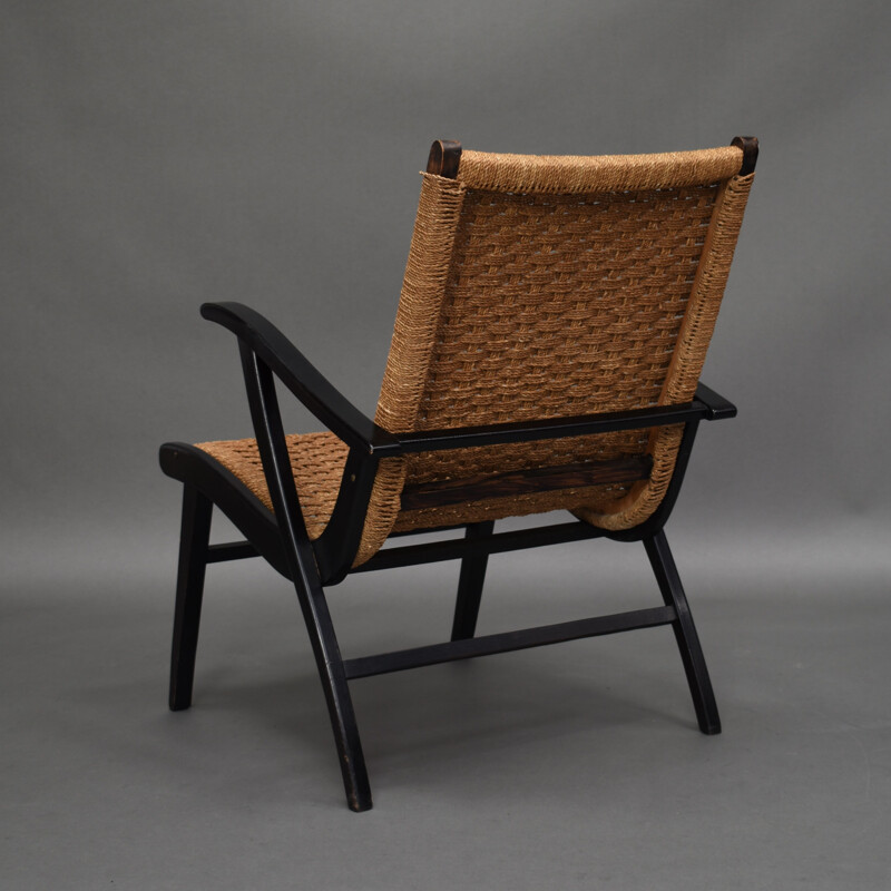 Vintage papercord armchair by Vroom&Dreesman, Netherlands, 1957