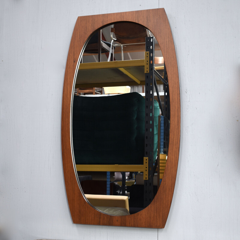 Vintage teak mirror, Italy, 1950s