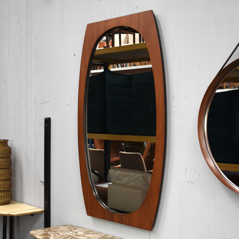 Vintage teak mirror, Italy, 1950s