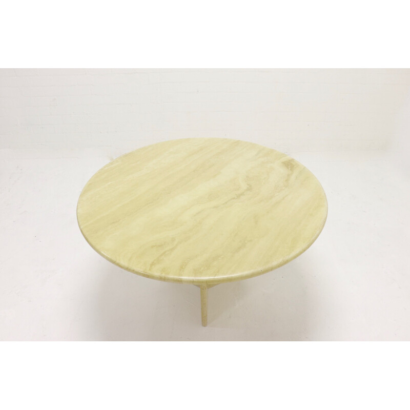 Vintage round travertine dining table by Up&up, 1970s