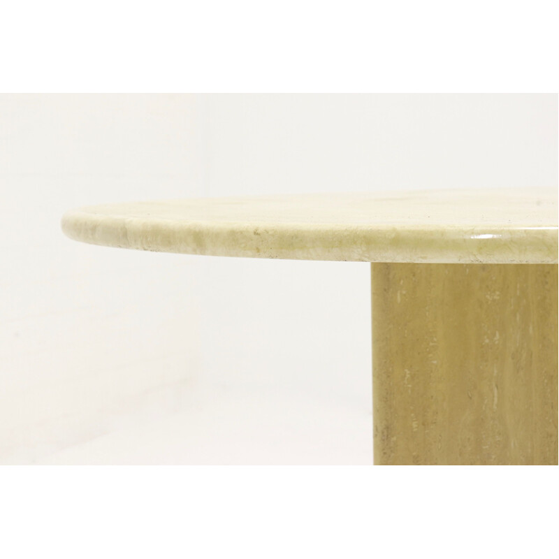 Vintage round travertine dining table by Up&up, 1970s