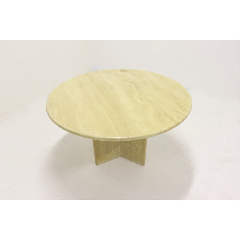 Vintage round travertine dining table by Up&up, 1970s