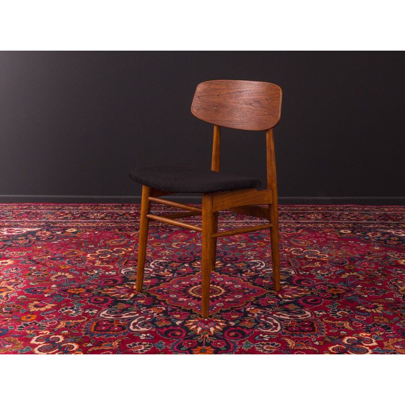 Set of 4 vintage dining chairs in teak and fabric, Germany, 1960s