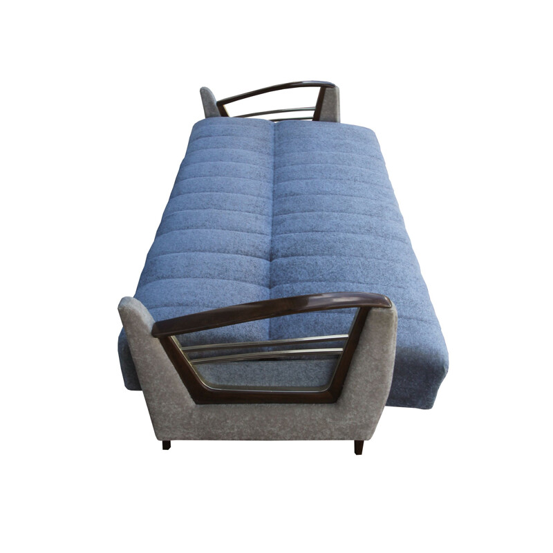 Vintage-Bettsofa in blau-beige 1950