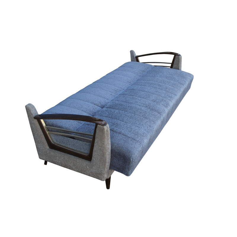 Sofá-cama Vintage em azul- bege 1950