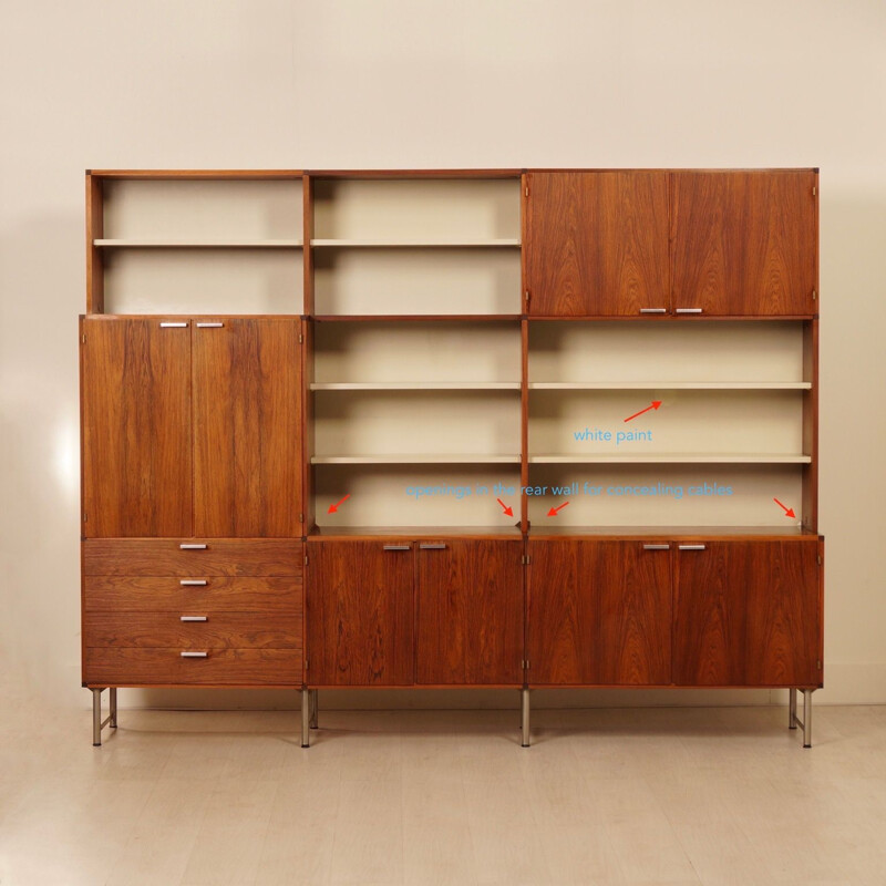 Vintage rosewood bookcase by Cees Braakman for Pastoe, 1960