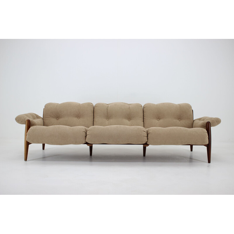 Set of vintage lounges in rosewood and upholstered with a beige fabric 1960