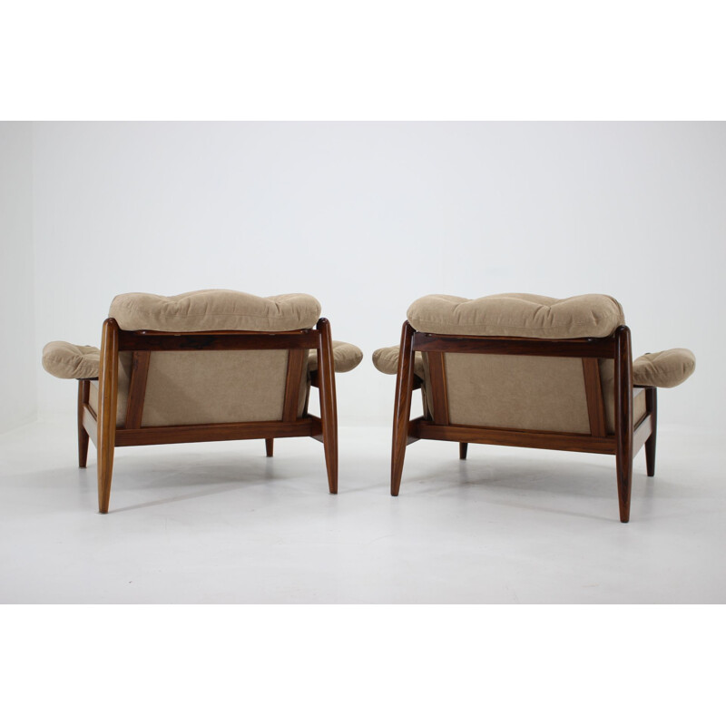 Set of vintage lounges in rosewood and upholstered with a beige fabric 1960