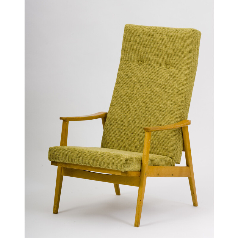Vintage yellow upholstered armchair TON 1960