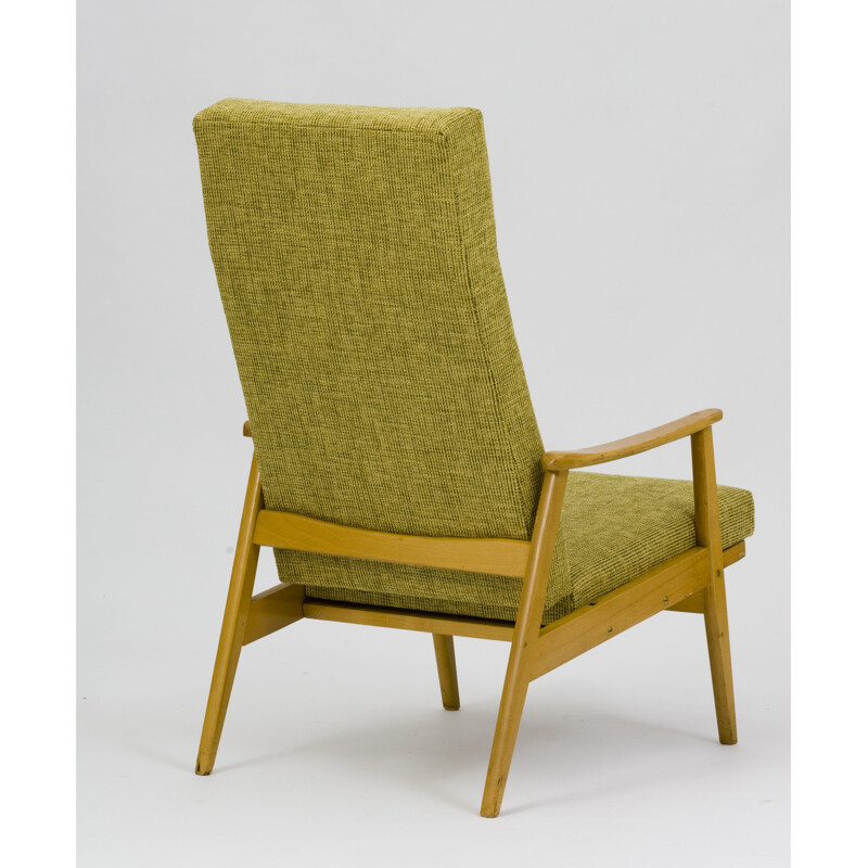 Vintage yellow upholstered armchair TON 1960