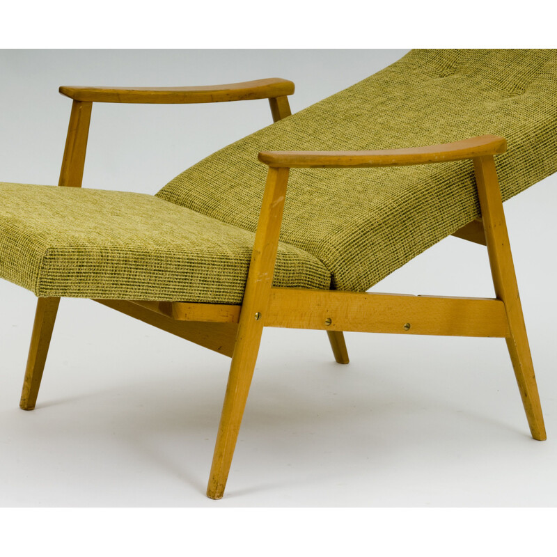 Vintage yellow upholstered armchair TON 1960