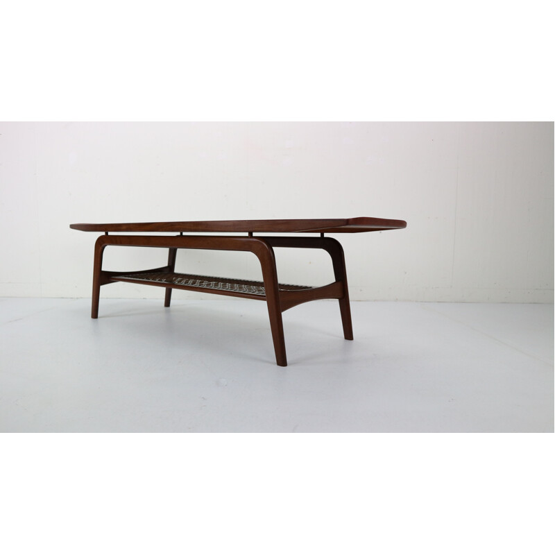 Danish Teak and Wicker Coffee Table by Arne Hovmand-Olsen, 1960