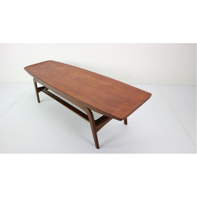 Danish Teak and Wicker Coffee Table by Arne Hovmand-Olsen, 1960