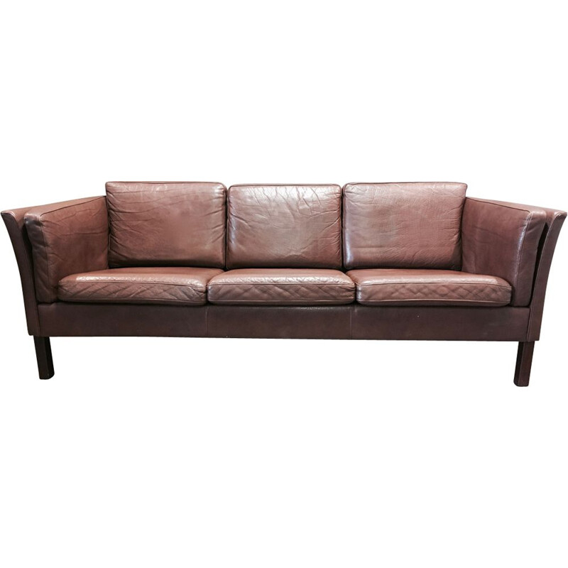 Vintage 3-seater sofa in brown leather